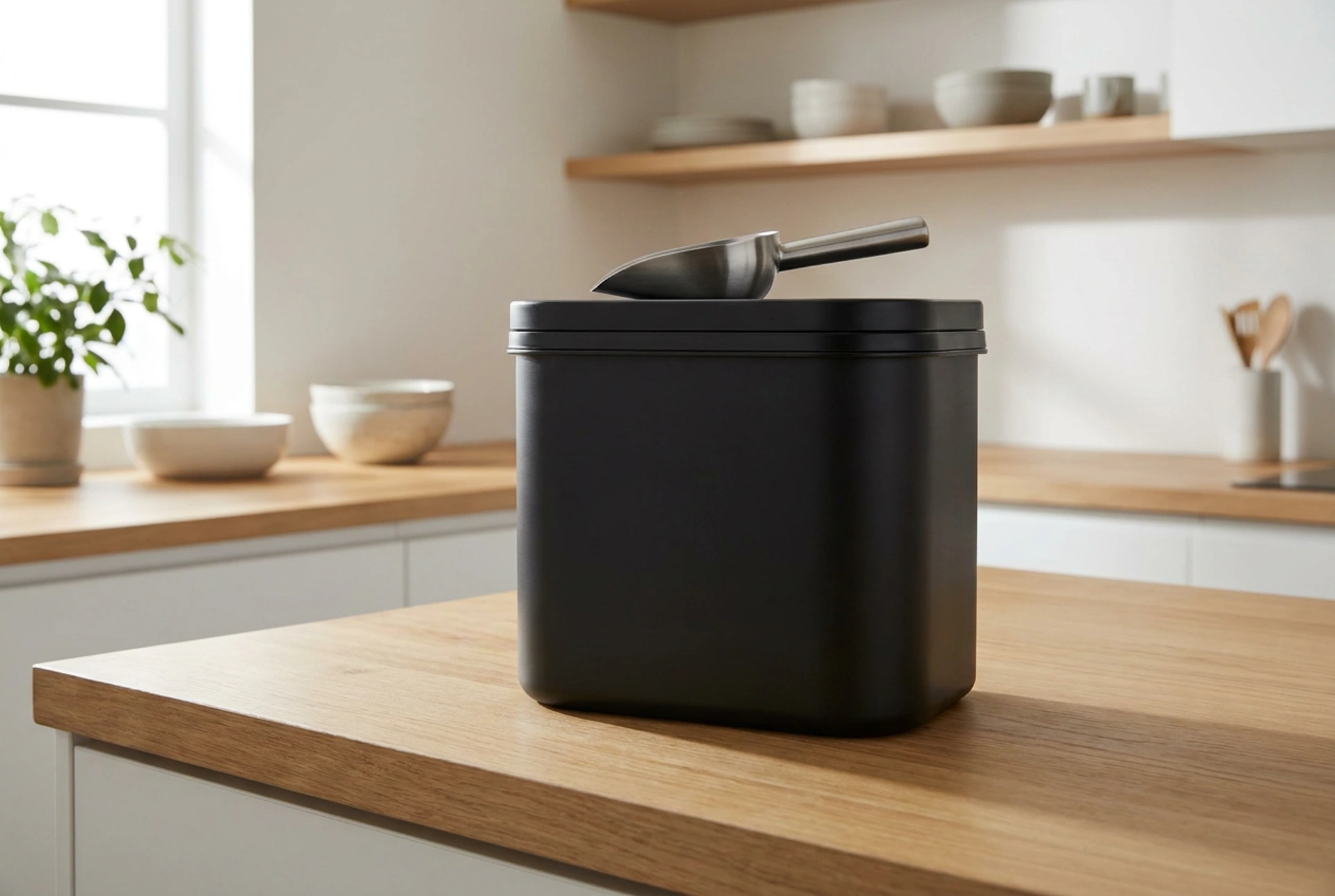 Foderhink för hundar och säker portionering av torrfoder