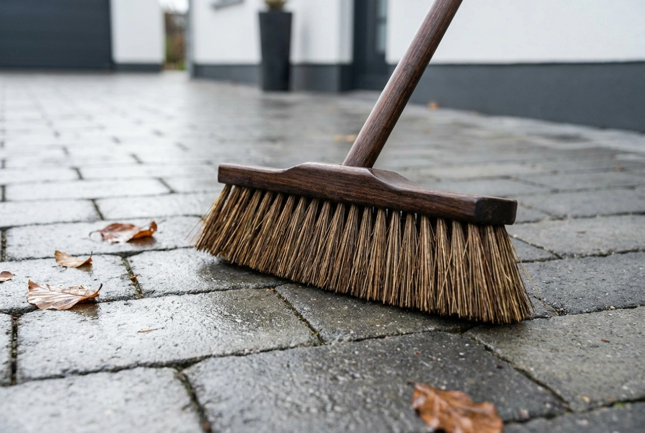 Hur du sopar marksten efter regn och trädgårdsarbete