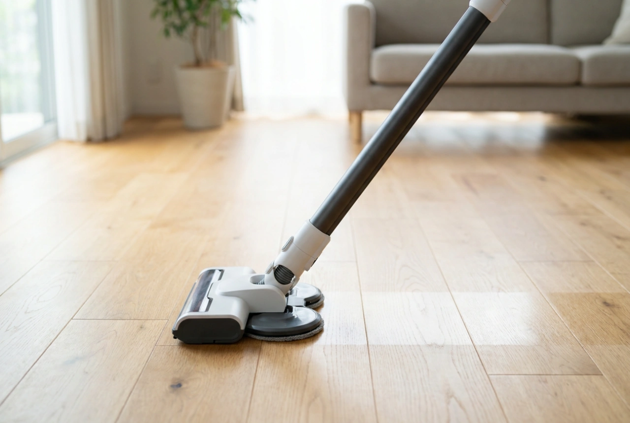 Hur du använder skaftdammsugare med moppfunktion på laminatgolv