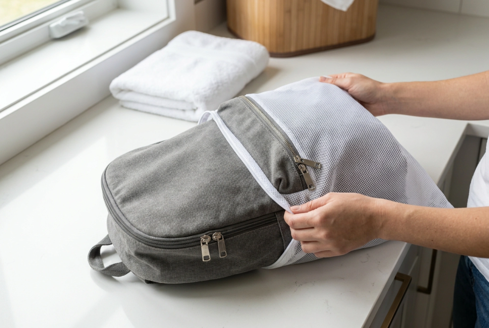 Tvätta ryggsäck i tvättmaskin utan att deformera remmar eller skada dragkedjor