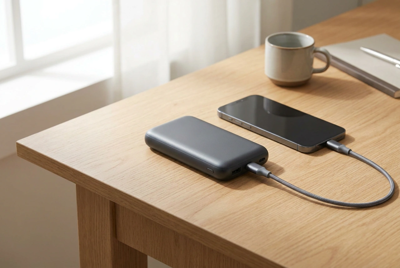 Liten powerbank med stor kapacitet och säker laddning av enheter