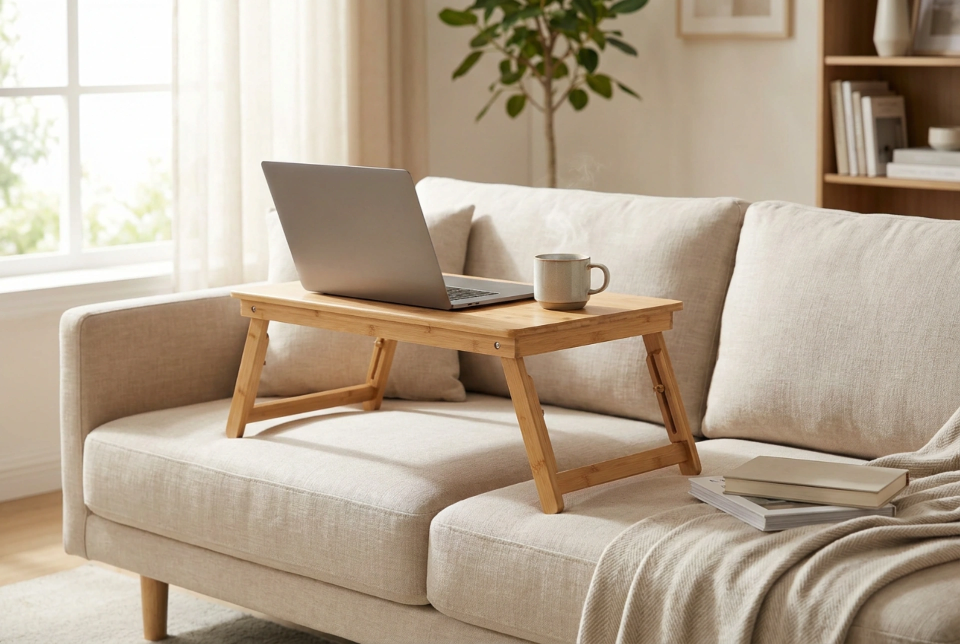 Bekvämt och ergonomiskt arbete med laptopstöd i knät