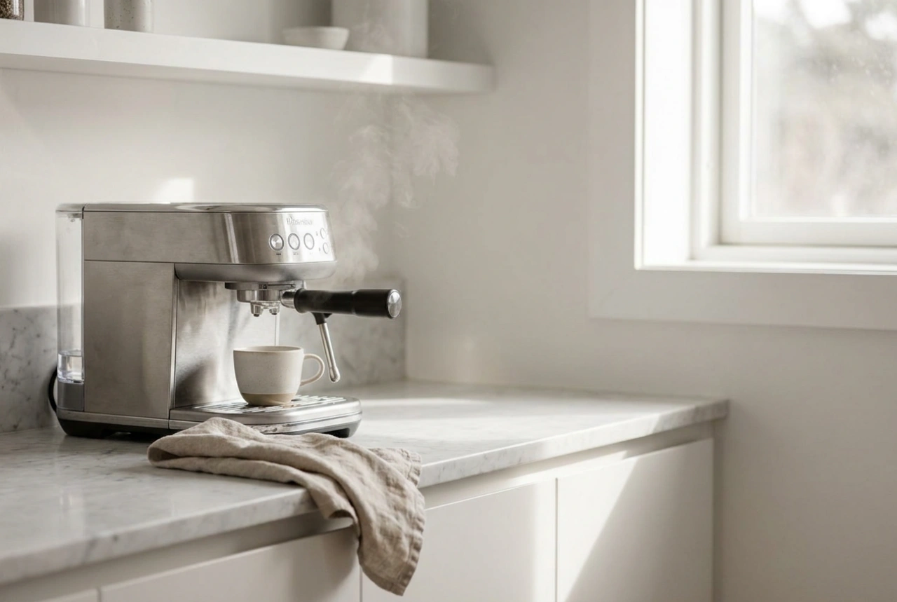 Hur du rengör en kompakt espressomaskin i ett litet kök