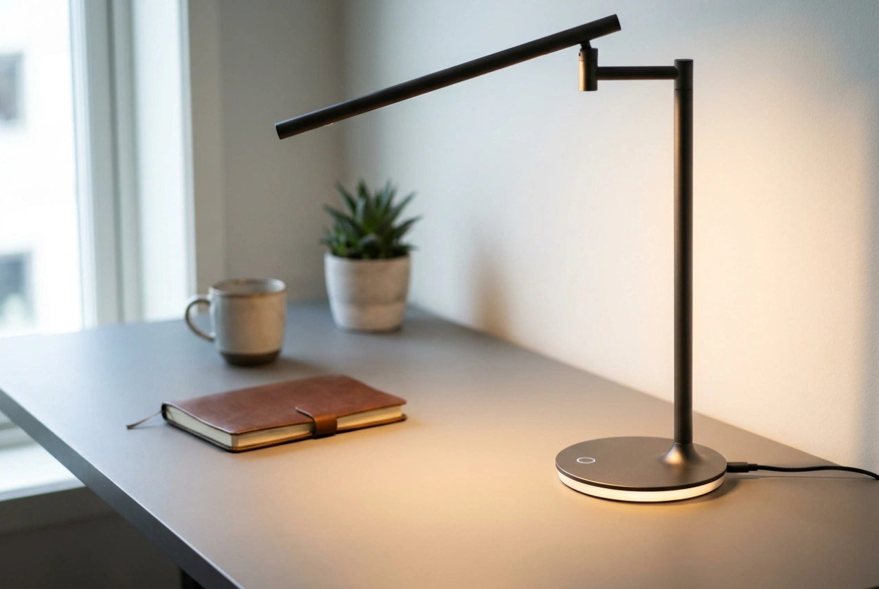 Skrivbordslampa med LED: Färgtemperatur, justering och ögonkomfort