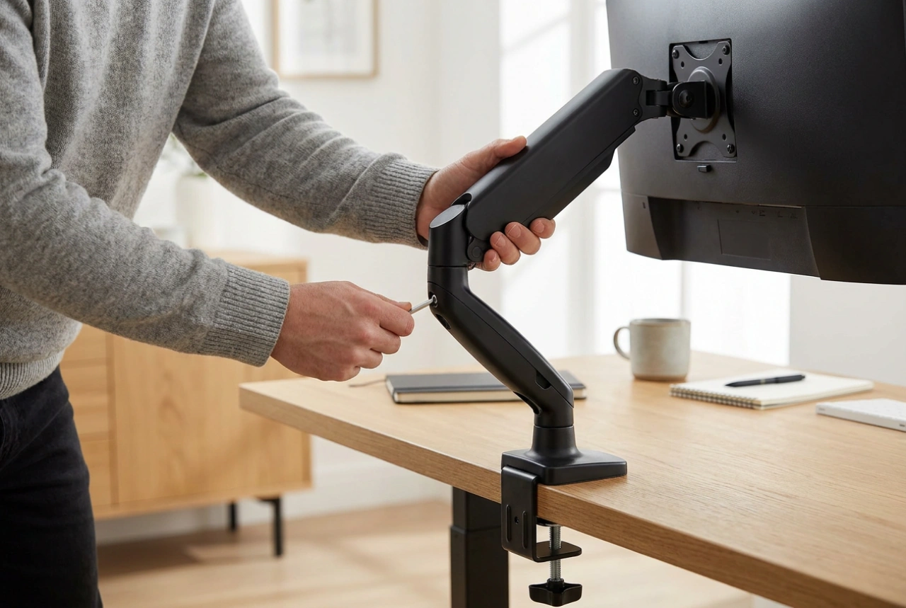 Så justerar du bildskärmsarmen för en ergonomisk arbetsplats
