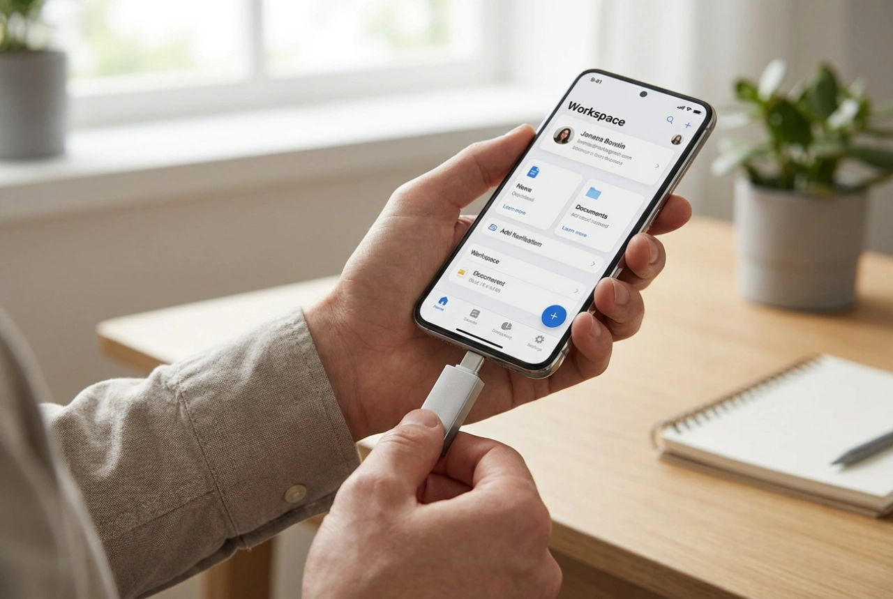 Hur du ansluter ett USB-C-flashminne till telefonen och organiserar dina filer