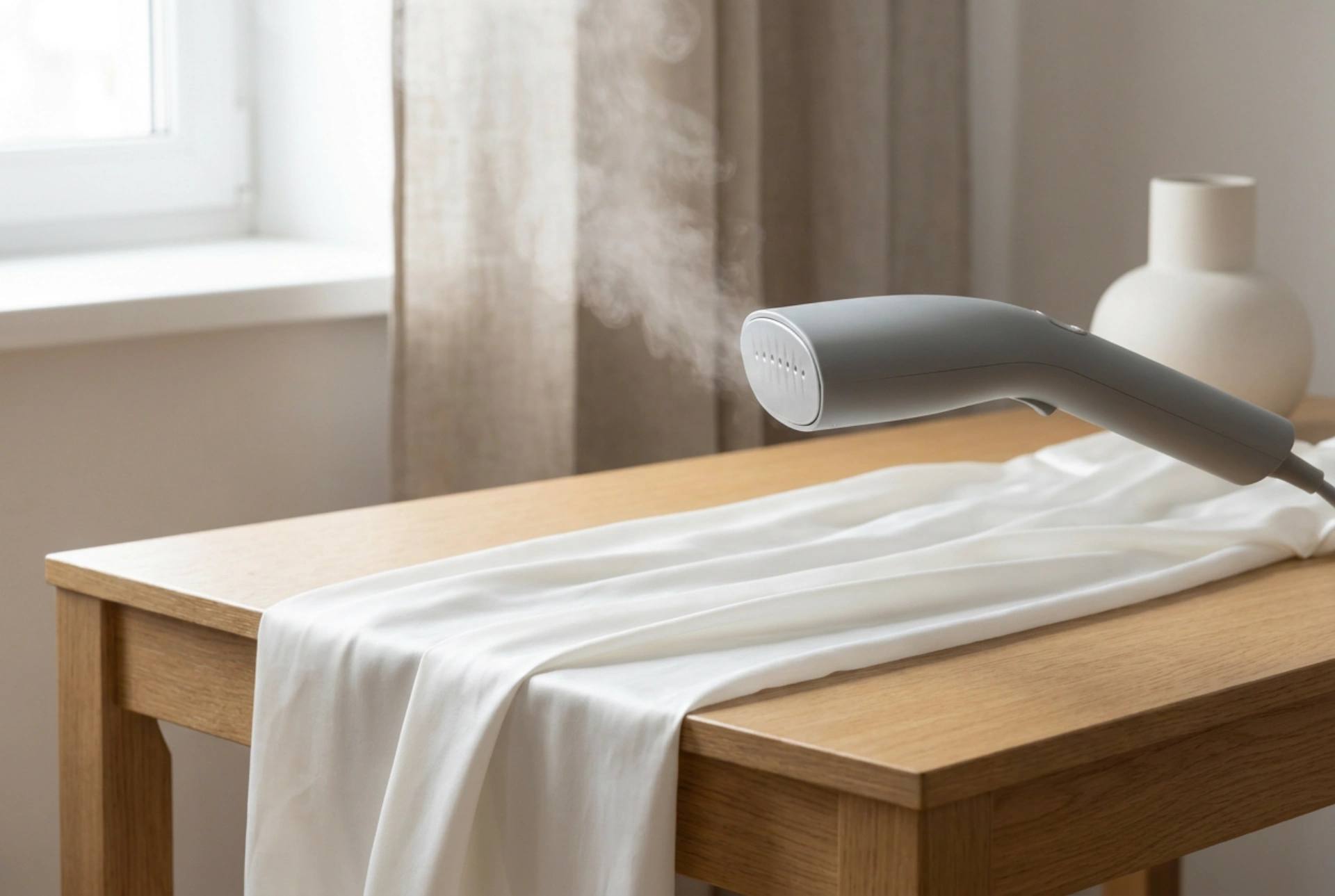 Hur du ångar känsliga tyger med en liten handsteamer