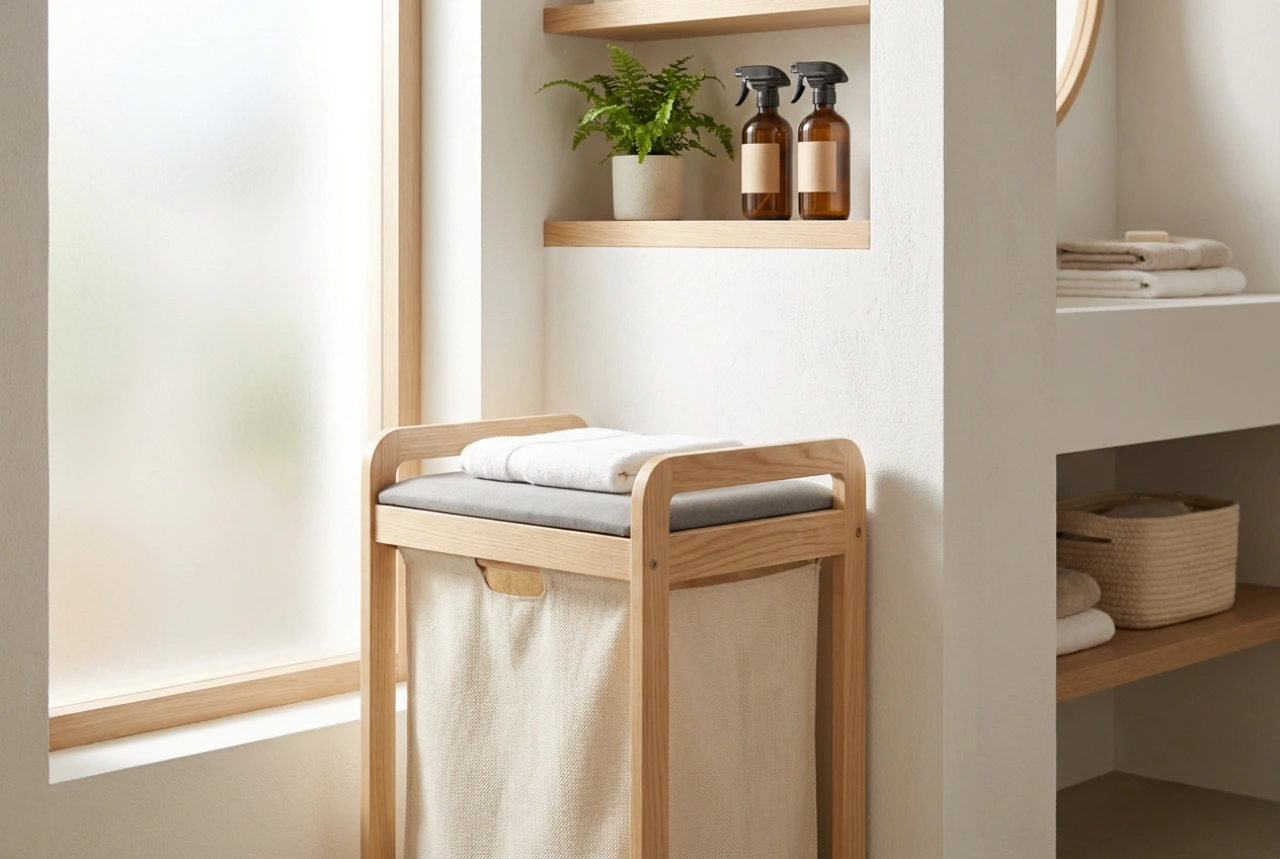 Tvättkorg med sittplats – funktionell och smart badrumsoptimering