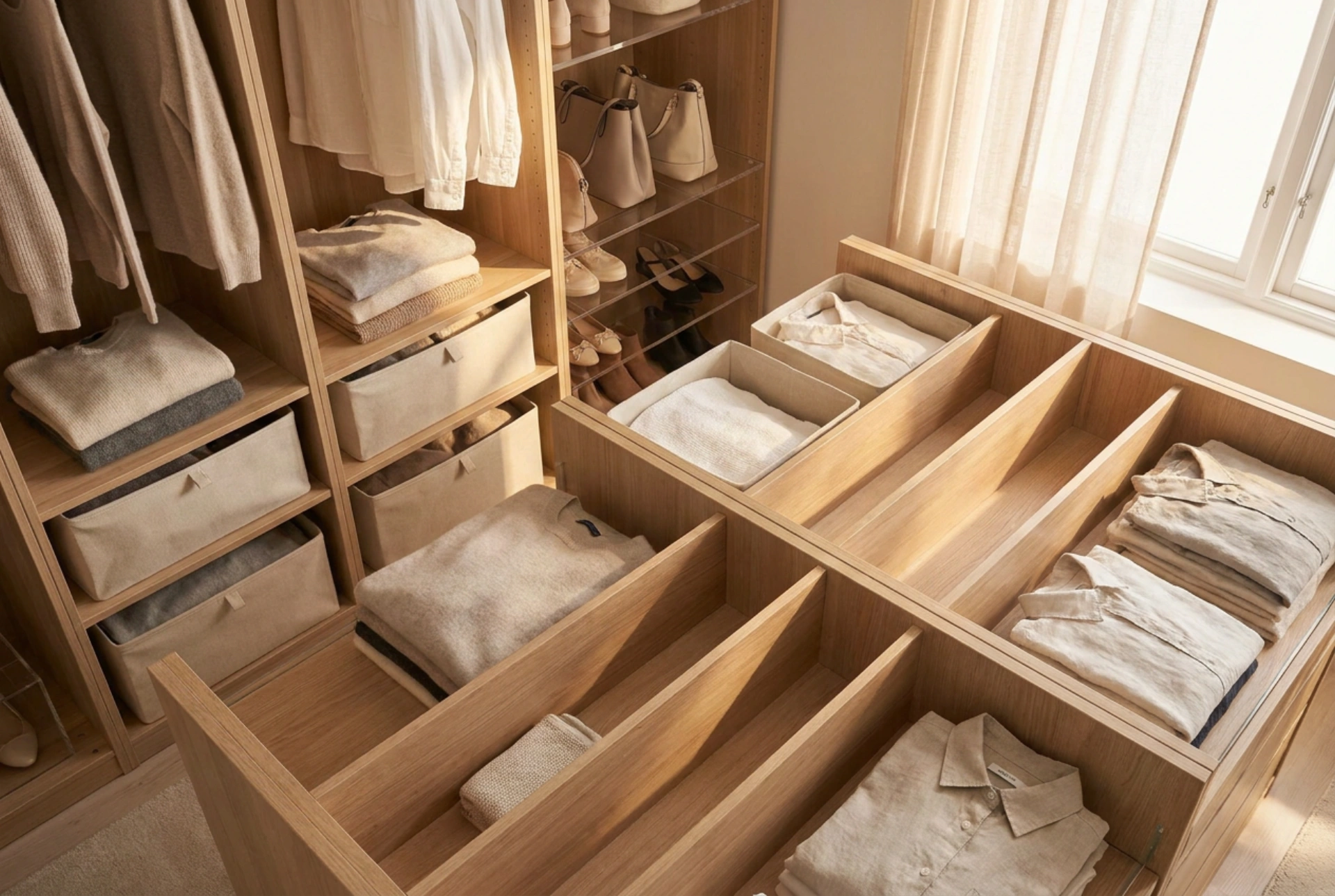Så delar du upp en stor garderob i zoner för hushållets medlemmar